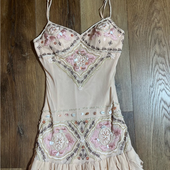 Vintage 100% Silk Beaded Dress Vintage Beaded Dress Sue Wong Dress Shell Mermaid - Picture 9 of 17